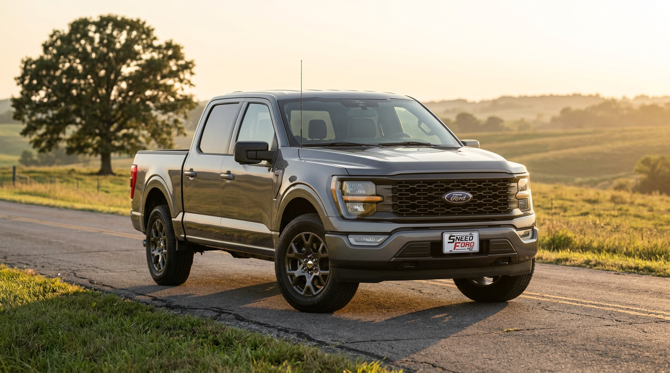 Ford F-150 SuperCrew Lariat at golden hour on a rural Missouri road near Gower, MO &mdash; Dennis Sneed Ford